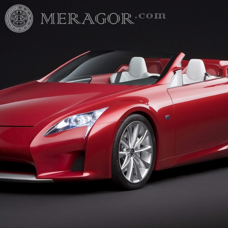 Laden Sie ein Bild eines roten Lexus-Cabriolets auf einem Avatar für ein Mädchen herunter Autos Transport