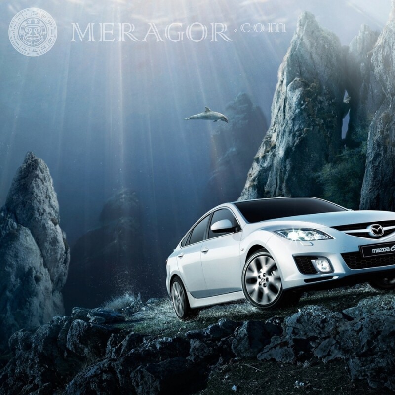 Laden Sie kostenlos ein cooles Foto für Ihren Mazda-Avatar auf dem Meeresgrund herunter Autos Transport Humor
