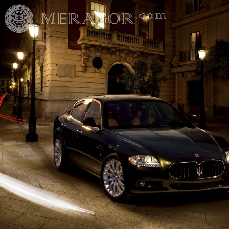 Завантажити картинку приголомшливий чорний Maserati на аватарку для хлопця Автомобілі Транспорт