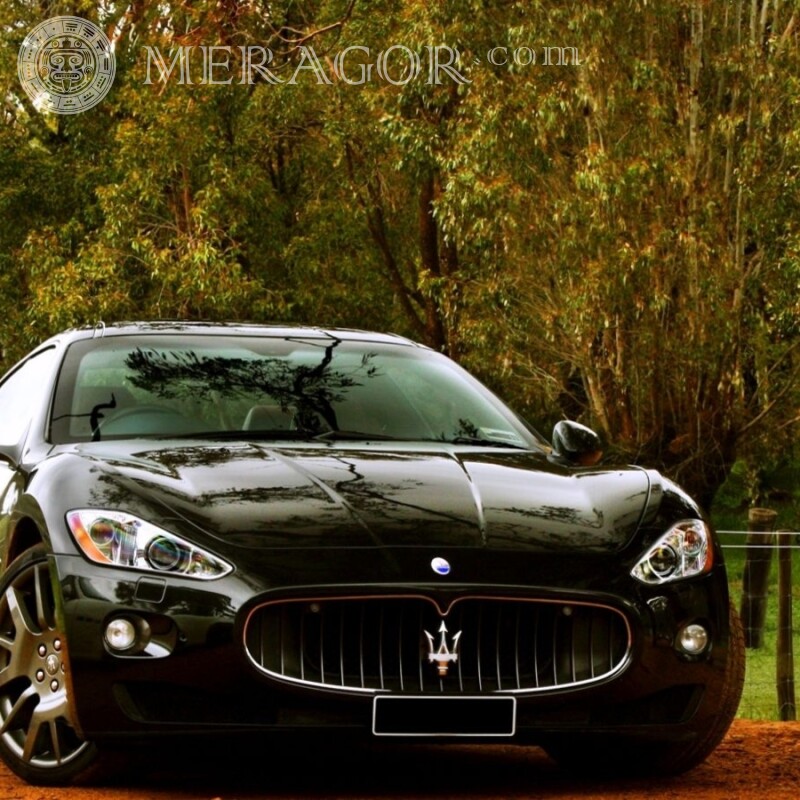Descarga una foto de un lujoso Maserati negro en tu foto de perfil para un chico Autos Transporte