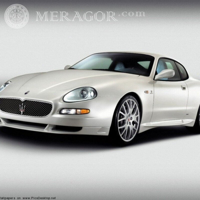 Завантажити фото елегантний білий Maserati на аватарку для хлопця Автомобілі Транспорт