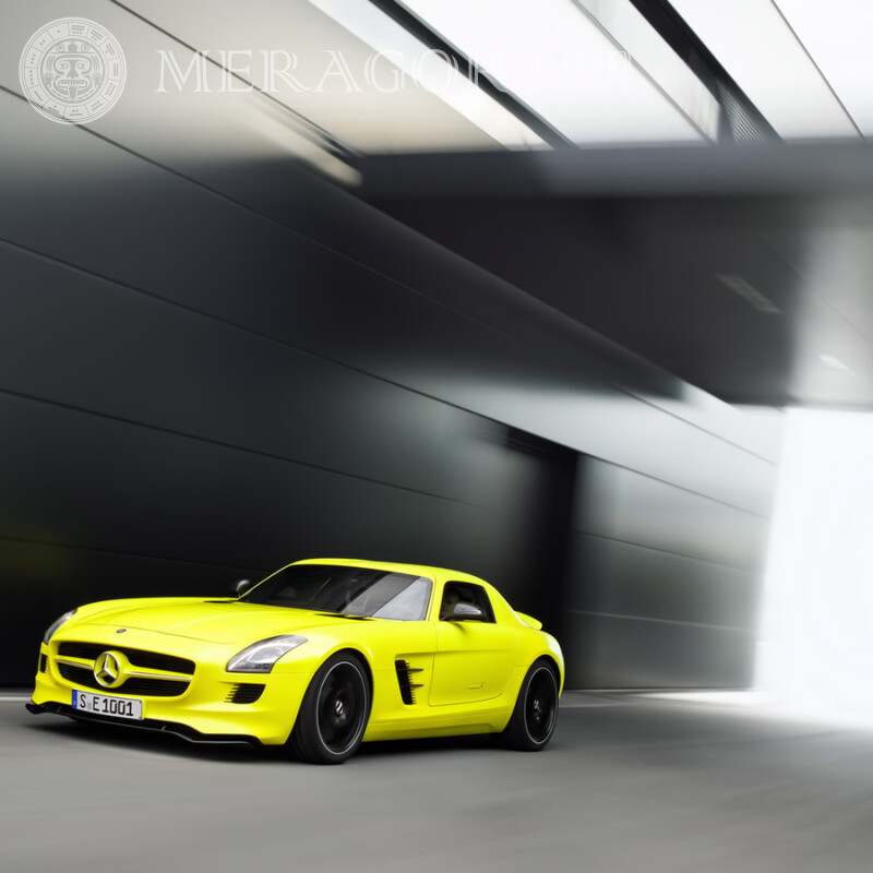 Foto de download luxuosa da Mercedes amarela em sua foto de perfil Carros Transporte