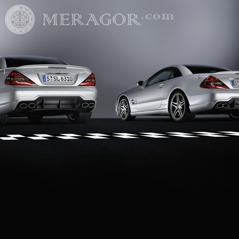 На аватарку завантажити фото пара німецьких сріблястих Mercedes для хлопця Автомобілі Транспорт