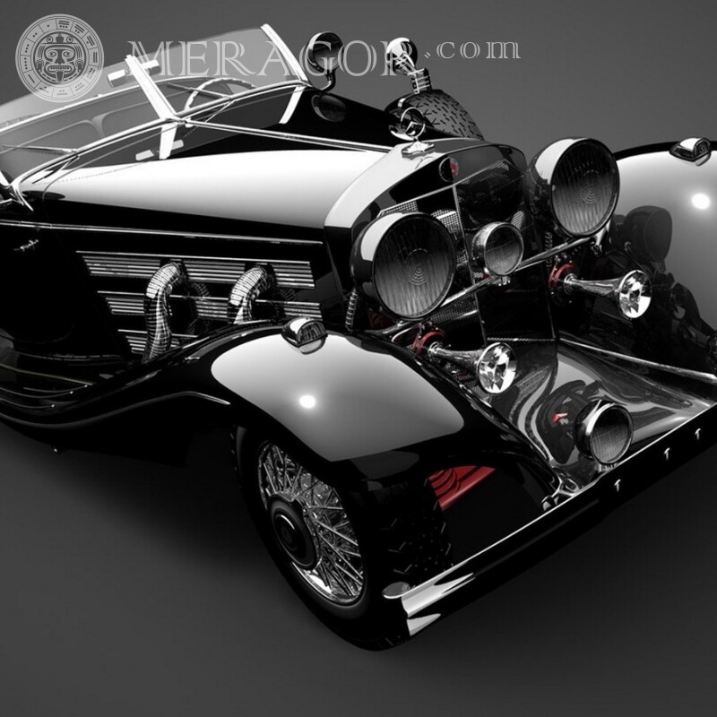Descarga una foto de un Mercedes retro de lujo alemán en tu foto de perfil Autos Transporte