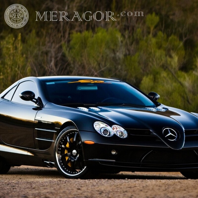 На аватарку завантажити фотографію німецький розкішний чорний Mercedes Автомобілі Транспорт