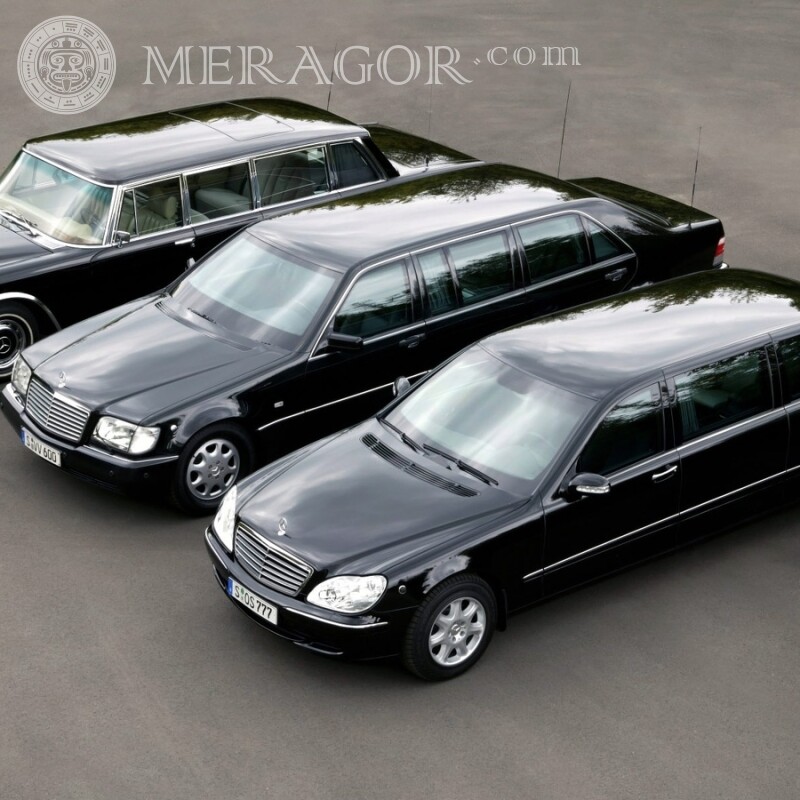 Download photo of German luxury black limousines Mercedes Cars Transport