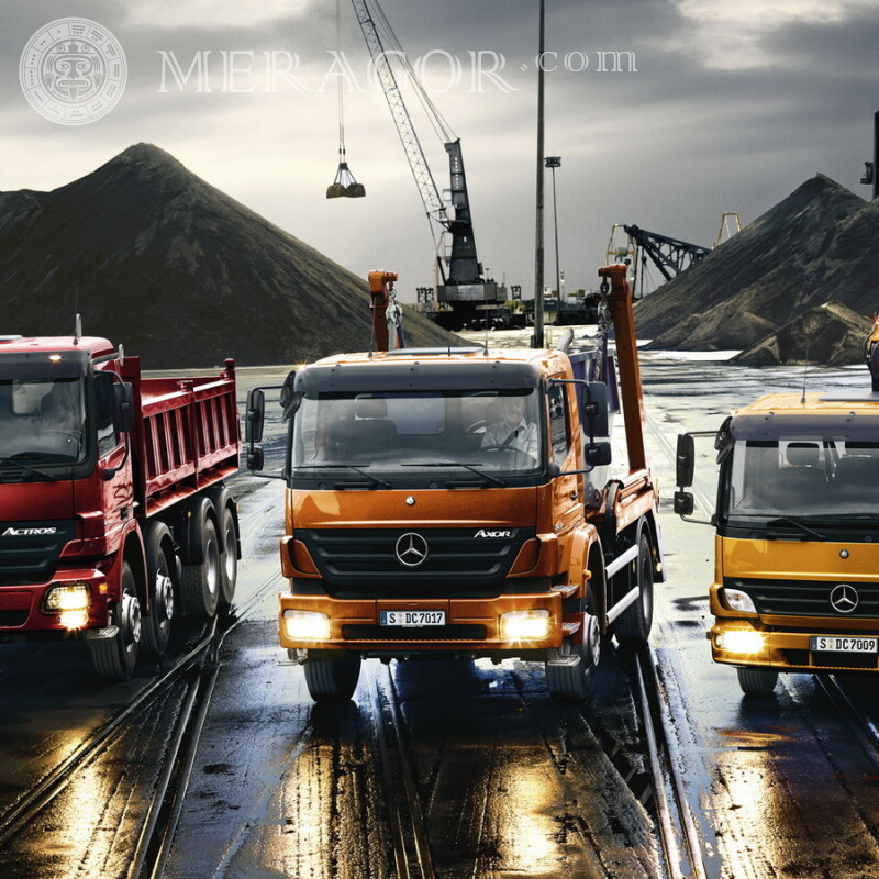 Download a photo of German Mercedes trucks on your profile picture Cars Transport