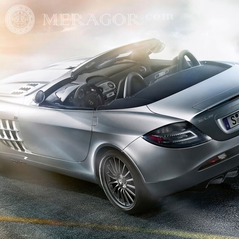 Baixe uma foto de um luxuoso Mercedes conversível prata para a sua foto de perfil Carros Transporte