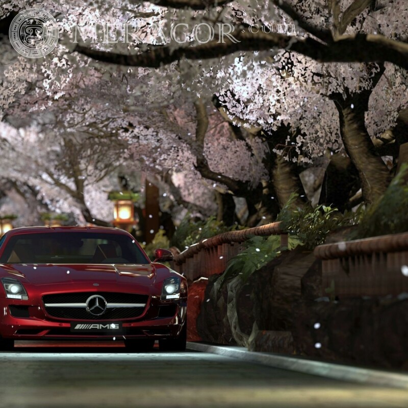На аватарку завантажити фото елегантний червоний Mercedes для дівчини Автомобілі Транспорт