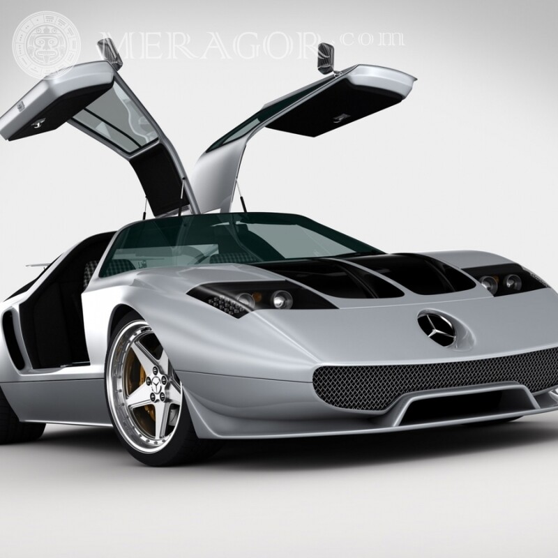 On the avatar download a photo of an elegant Mercedes with lifting doors for a girl Cars Transport
