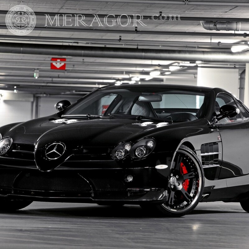 На аватарку завантажити фото приголомшливий чорний Mercedes для хлопця Автомобілі Транспорт