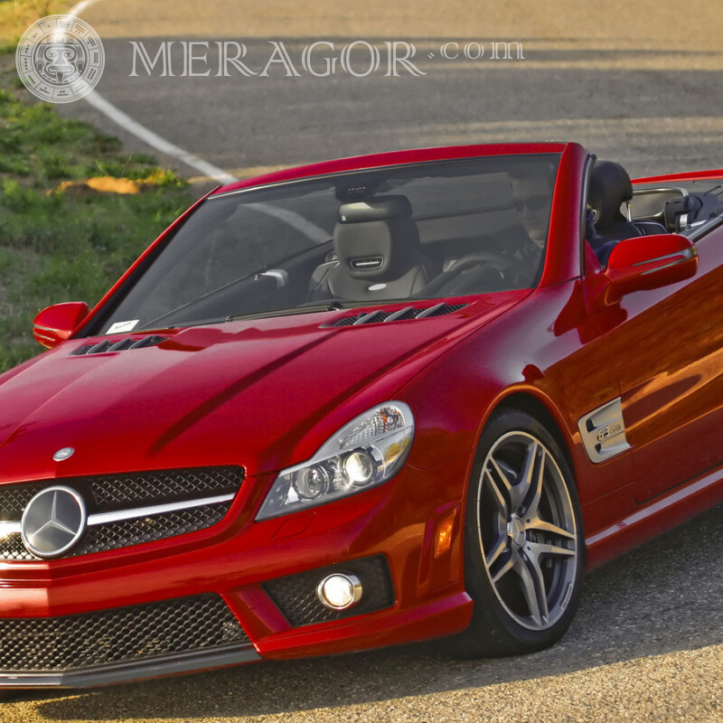 Download a photo of a German red Mercedes for Facebook Cars Transport
