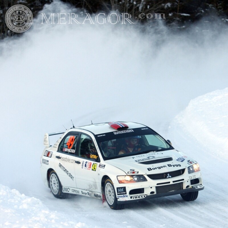 Скачать фото гоночная белая Mitsubishi Автомобили Транспорт Гонки