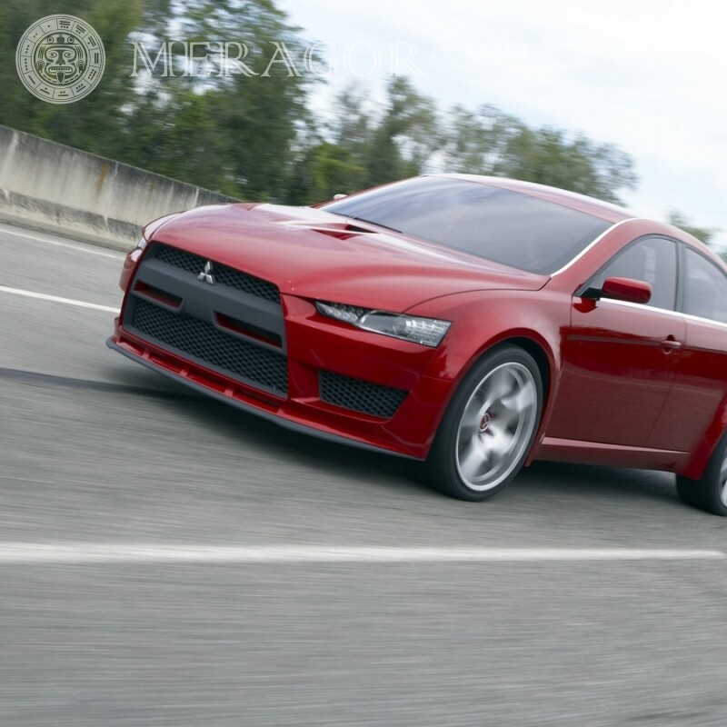 Скачать фото элегантная красная Mitsubishi на аву Автомобили Транспорт