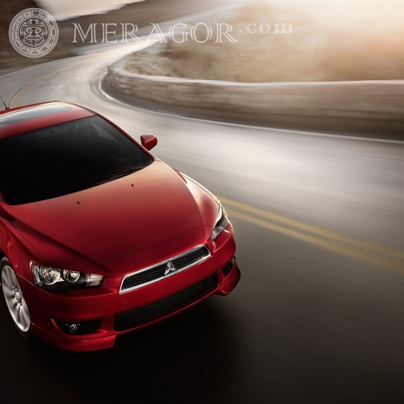 Laden Sie das Foto mit dem wunderschönen roten Mitsubishi auf Ihr Profilbild herunter Autos Transport