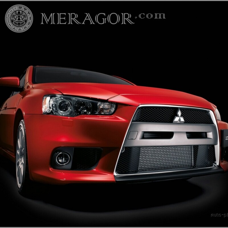 Laden Sie das luxuriöse rote Mitsubishi-Foto auf Ihr Profilbild herunter Autos Transport