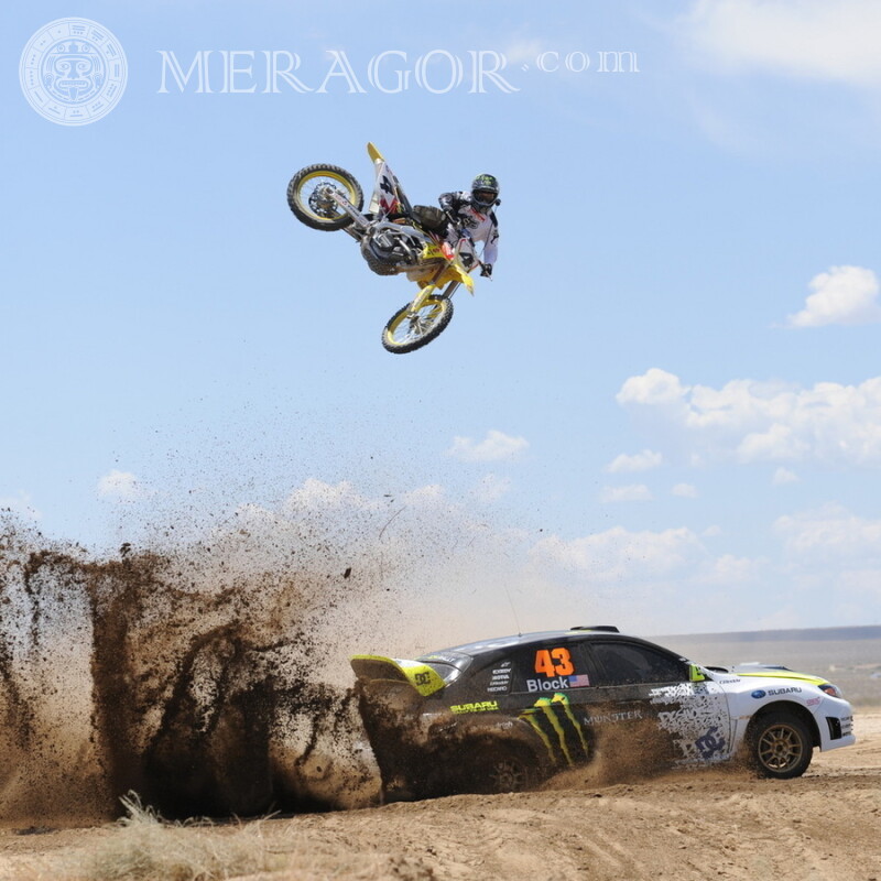 Cooles Foto auf einem Avatar für Ihr Telefon, das Motorrad und Auto rast Velo, Motorsport Transport Rennen