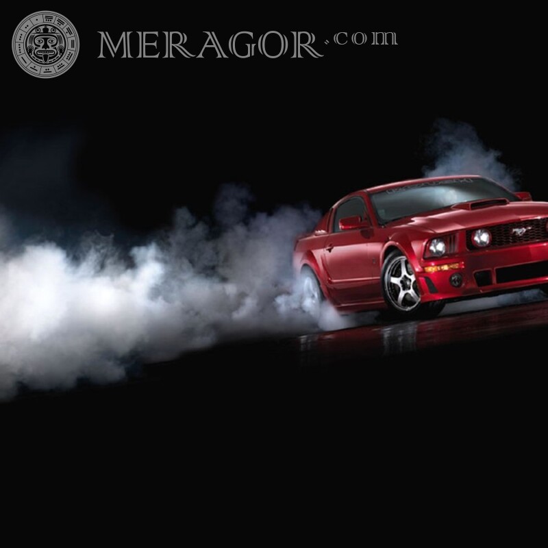 Красный Ford Mustang скачать картинку на аву для Фейсбук Автомобили Транспорт