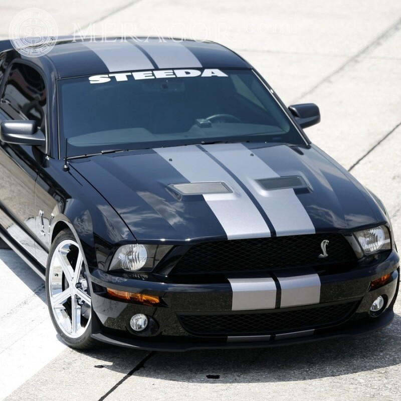 Прикольний чорний Ford Mustang завантажити картинку на аватарку для хлопця Автомобілі Транспорт