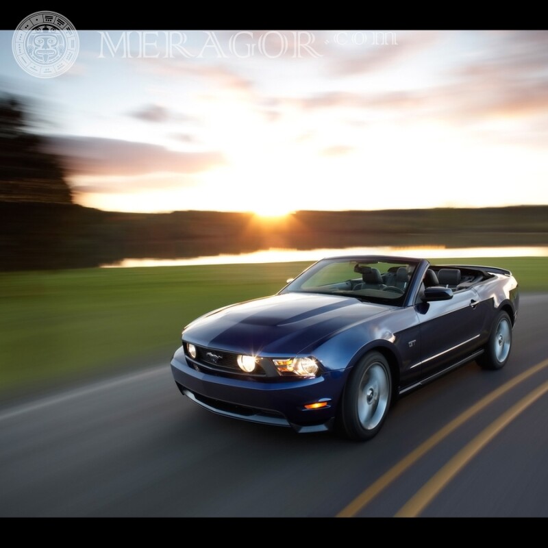 Stylish blue Ford Mustang convertible download a photo on the avatar for a guy Cars Transport