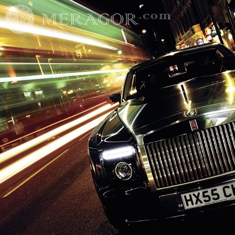 Скачать фото бесплатно на аватарку для Ютуба крутой черный Rolls Royce Автомобили Транспорт