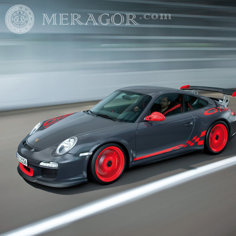 Фото на аватарку для Ютуб гоночный черный Porsche Autos Transport Rennen