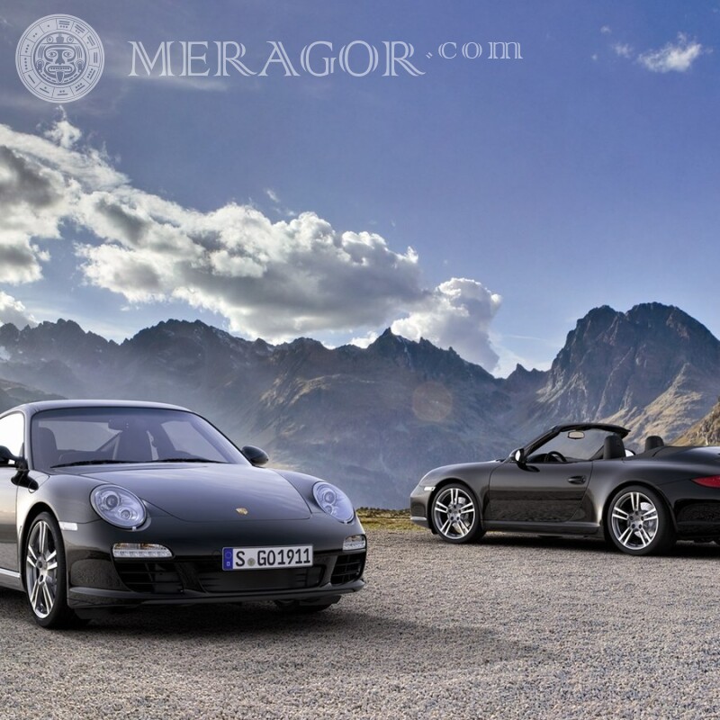 Фото на аватарку для ВК два элегантных черных Porsche Автомобили Транспорт