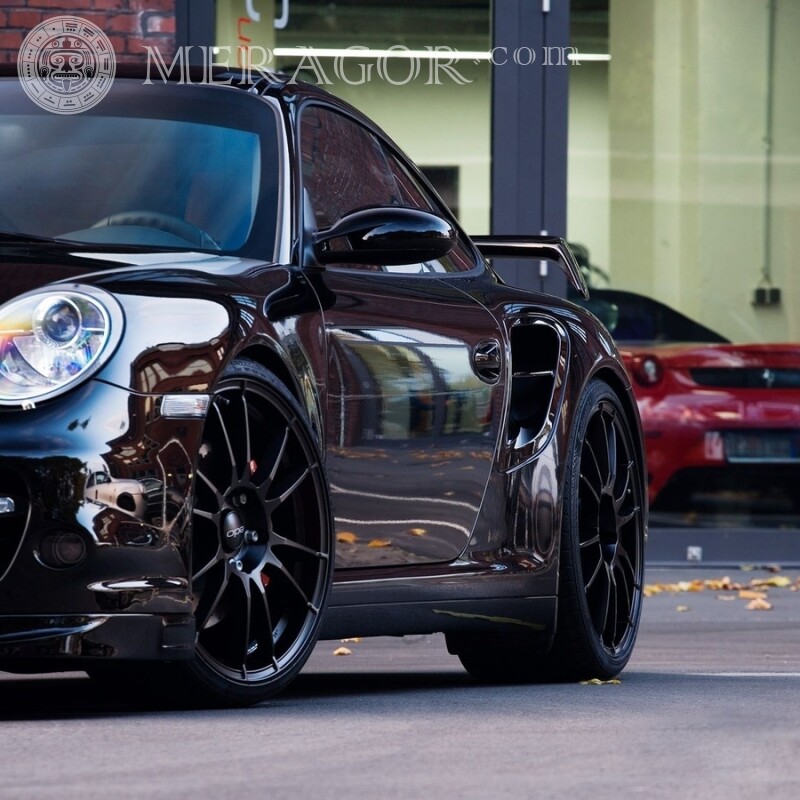 Photo sur votre photo de profil Instagram d'une luxueuse Porsche noire Les voitures Transport