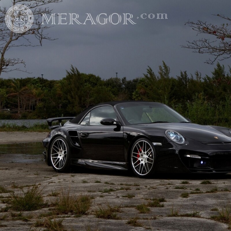 Фото на аватарку для ВатсАпп шикарний чорний Porsche Автомобілі Транспорт