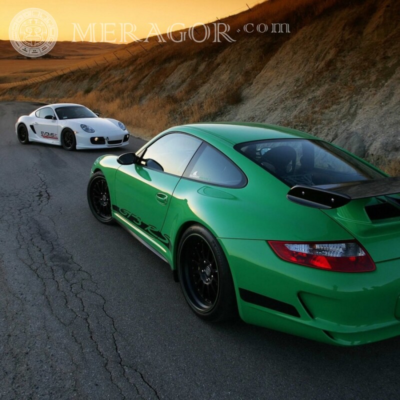Foto auf dem Profilbild für YouTube zwei Sport-Porsche Autos Transport