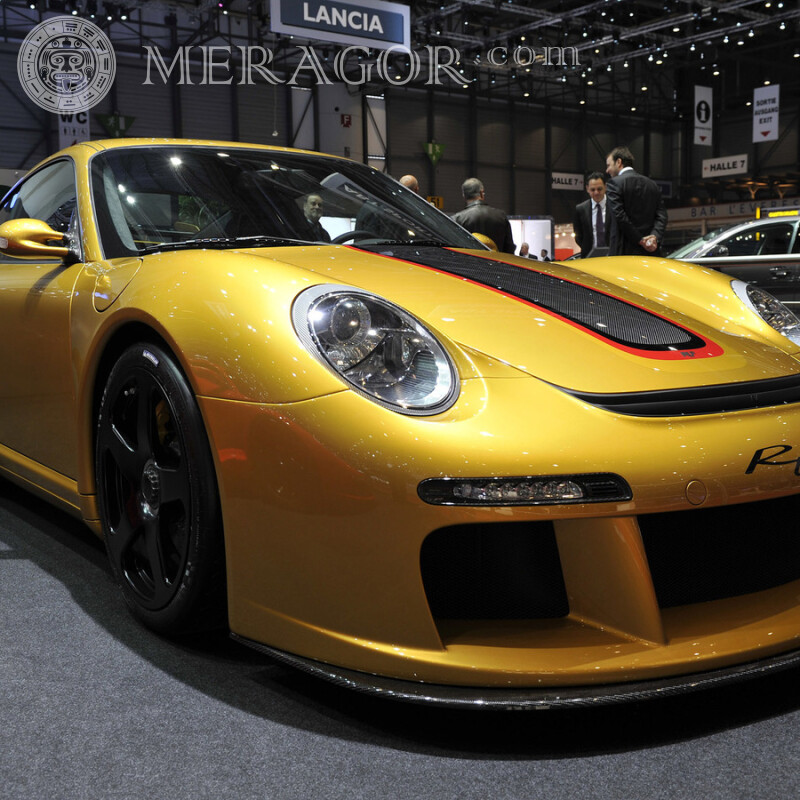 Фото на аватарку для ВК крутой желтый Porsche скачать бесплатно Автомобили Транспорт