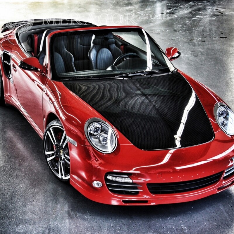 Фото на аватарку для Ютуб блестящий красный Porsche Les voitures Transport