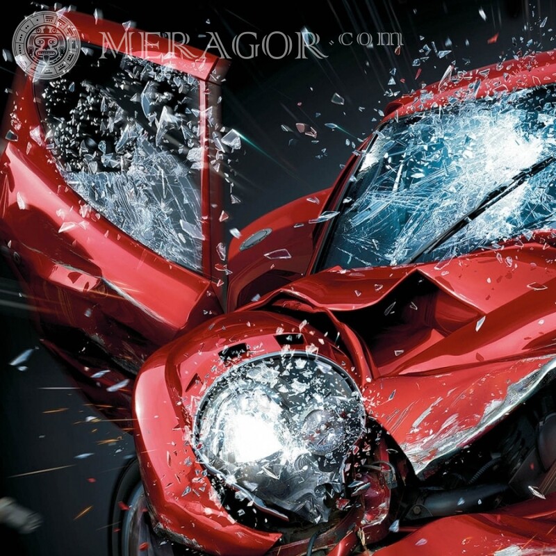 Крутая картинка из игры на аватарку в Ютуб красный разбитый автомобиль Все игры