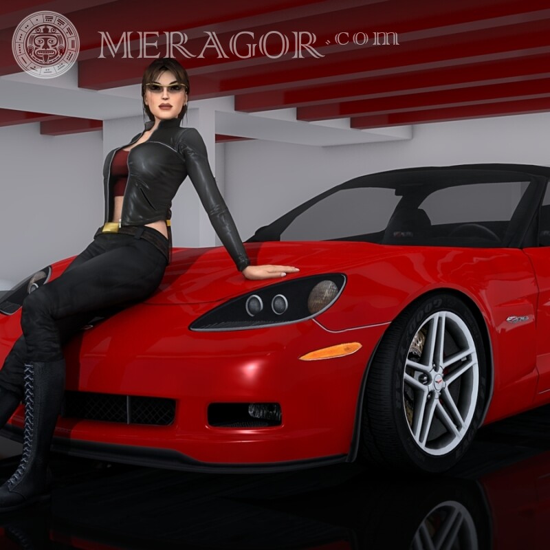 Foto legal do jogo em seu carro vermelho de luxo com avatar do YouTube Todos os jogos