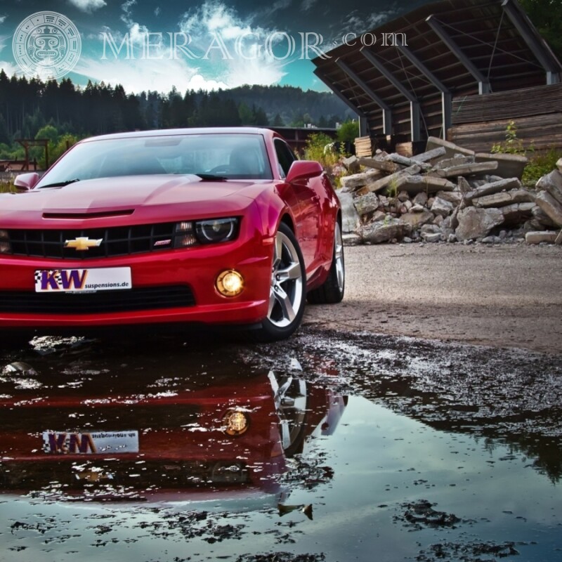 Завантажити фото приголомшливого червоного Chevrolet Автомобілі Транспорт