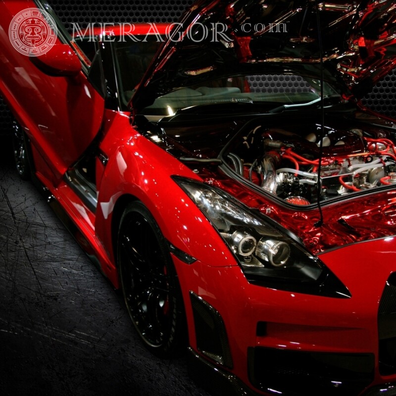 Download for the girl's profile picture free photo under the hood of a red car Cars Transport