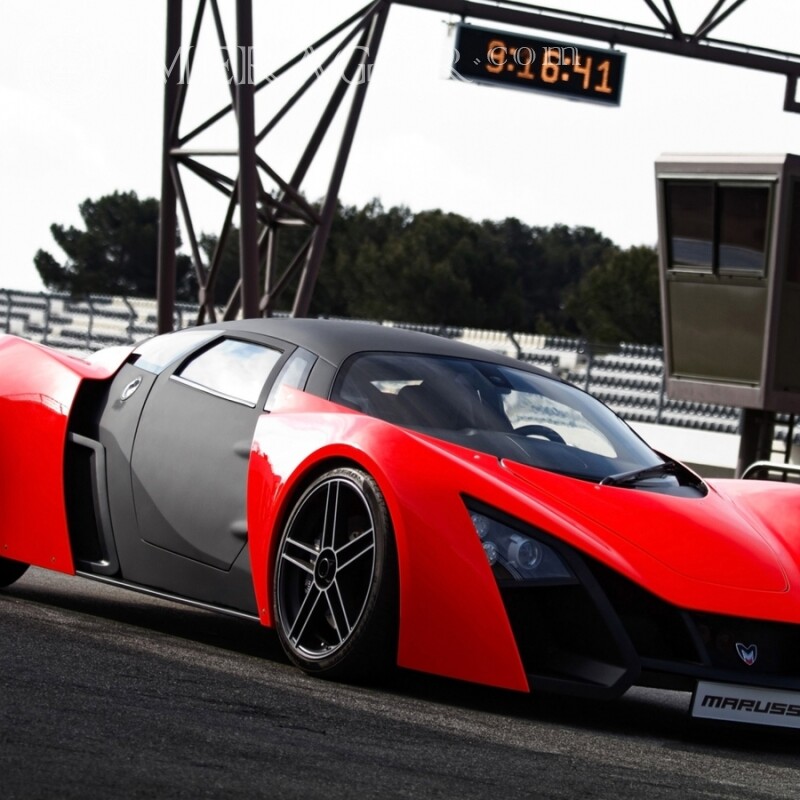 Laden Sie cooles schwarz-rotes Sportauto auf Ihr kostenloses Avatar-Foto herunter Autos Transport Rennen