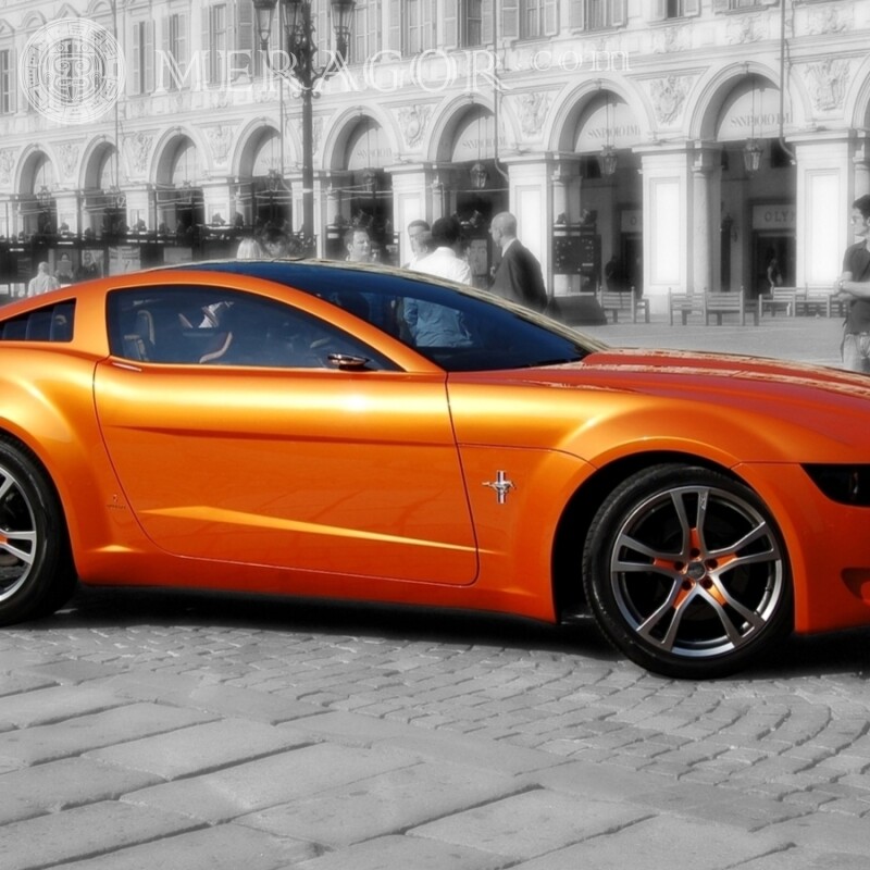 Завантажити фото на аватарку помаранчевої авто для дівчини Автомобілі Транспорт