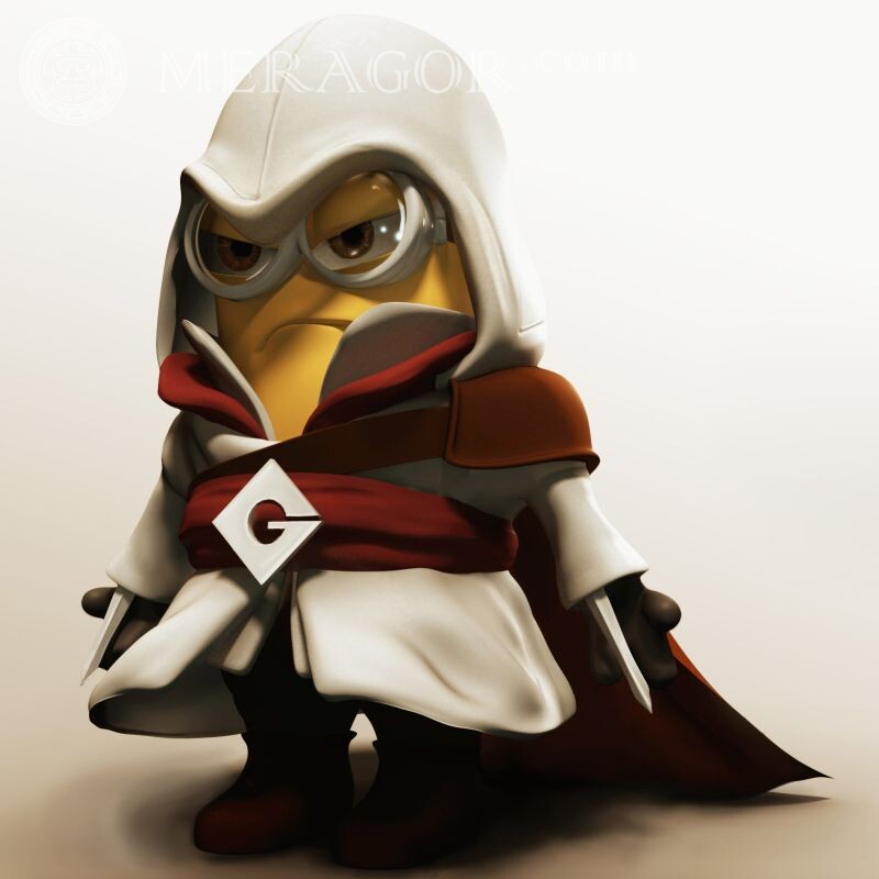 Minion en Assassins Creed disfraz divertido avatar Caricaturas Todos los juegos Anime, figura