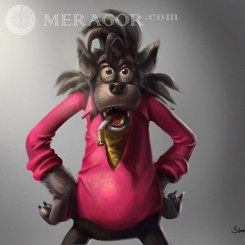 Wolf from Well espera al avatar Caricaturas