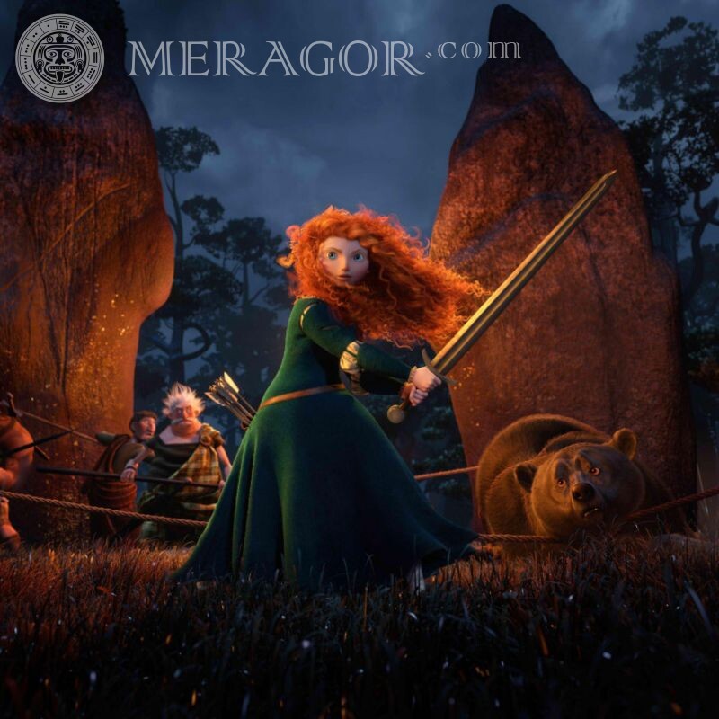 Merida Brave for icon Cartoons Redhead With weapon