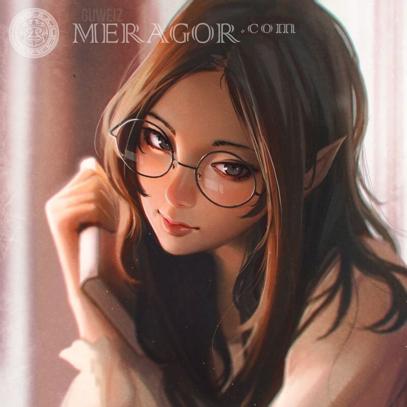 Fille elfe avec des lunettes sur avatar Avec les lunettes Elfes