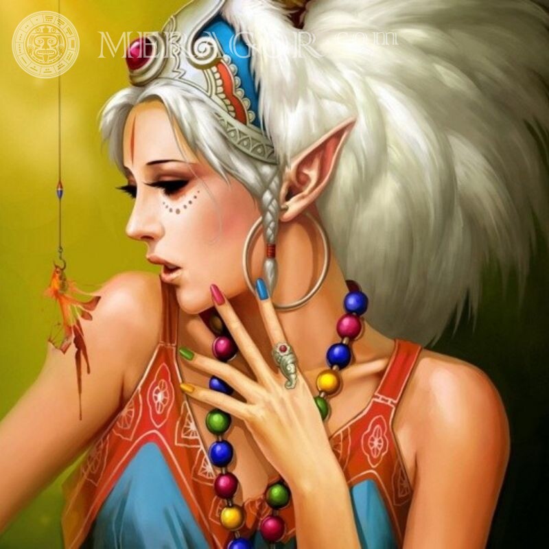 Laden Sie einen schönen Avatar mit einem Elfen für ein Mädchen herunter Elfen