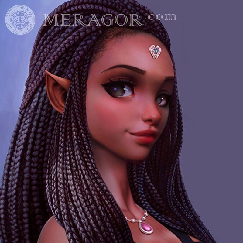 Femme noire elfe sur avatar Elfes
