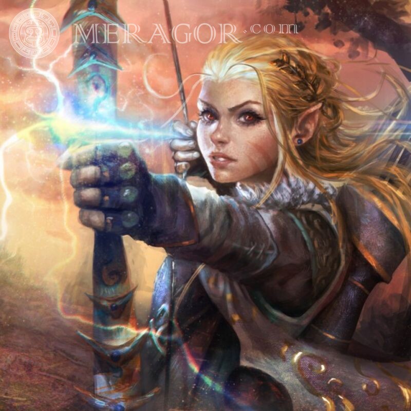 Картинка эльф с луком С оружием Эльфы