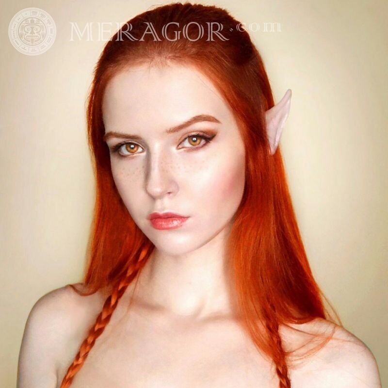 Девушка эльф с рыжими волосами на аву | 0 Рыжие Эльфы