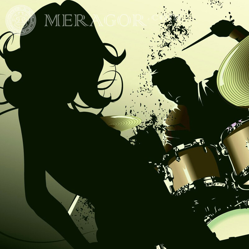 Барабаны девушка дискотека фото Силуэт