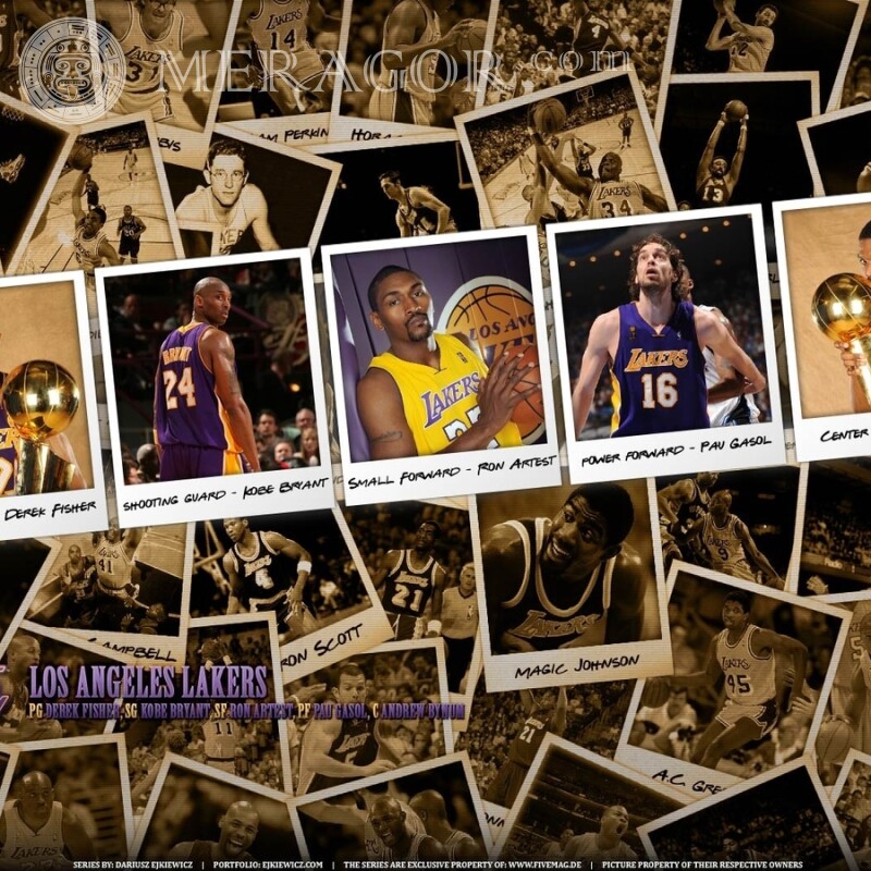 Foto de los jugadores de baloncesto avatar de Los Angeles Lakers Baloncesto Chicos Celebridades