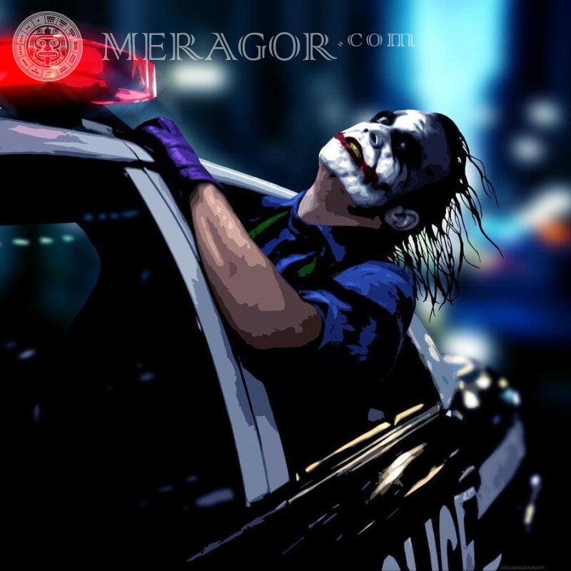 Joker in a police car avatar picture From films