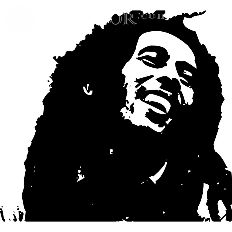 Bob marley avatar Celebrities Silhouette Black and white